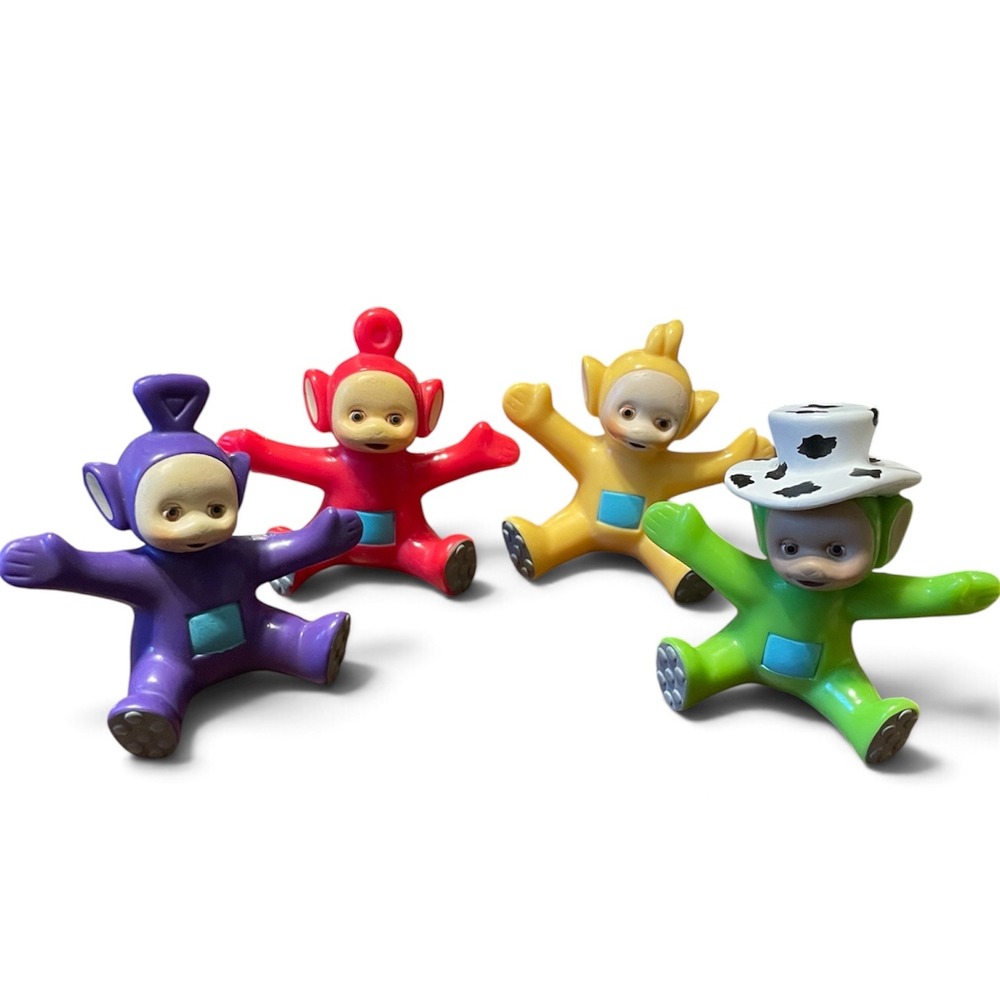Vintage 1999 Hasbro Teletubbies PVC Mini Figures Set of 4 Cake Toppers Dipsy Po